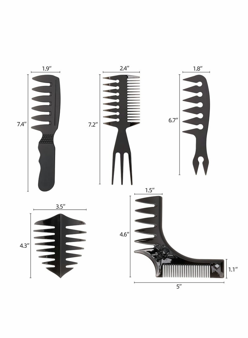 Y&D Styling Hair Comb Set, 5 Pack Salon Barber Hairstylist Professional Brush Retro Hairdressing Care Style Accessory Double-sided for Men Boy Gentleman - Image 2