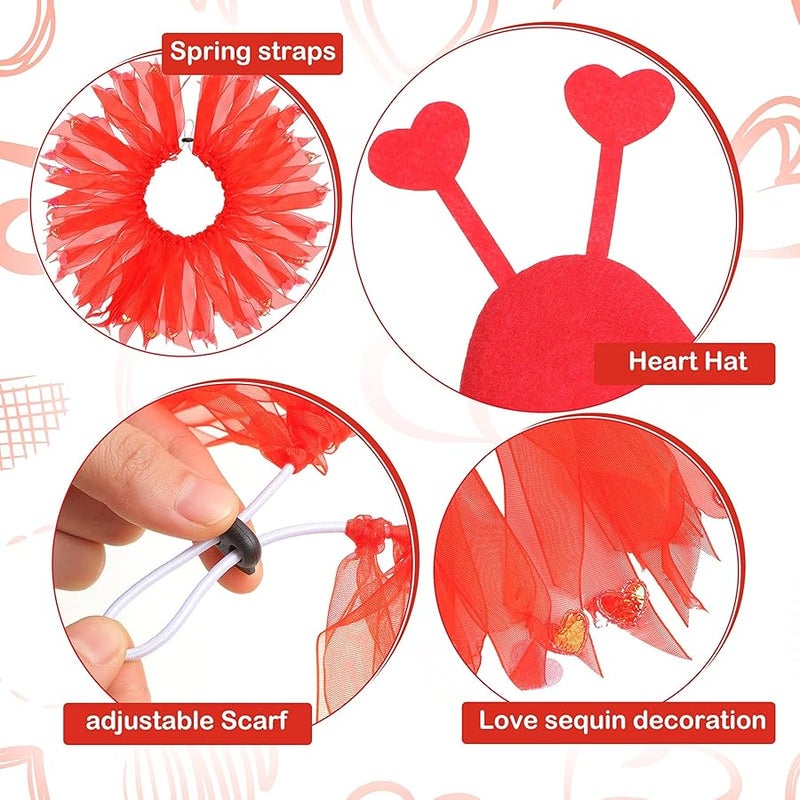 Shyyween Valentine's Day Porch Goose Outfits for Plastic Goose 23'' Lawn Goose Statue Clothes Heart Goose Hat and Tutu Collar Plastic Goose Costume for Valentine's Day Patio Yard Outdoor - Image 3