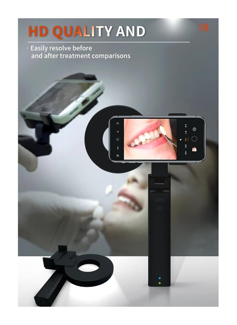 إسكدنيا LED Oral Photography Light, Smart Bluetooth Mobile Phone Fill Light, 360° LED Light, 4 Brightness Modes, Providing Clearer Before  After Contrast Photos, Dental Oral Filling Flashlight Equipment - Image 3