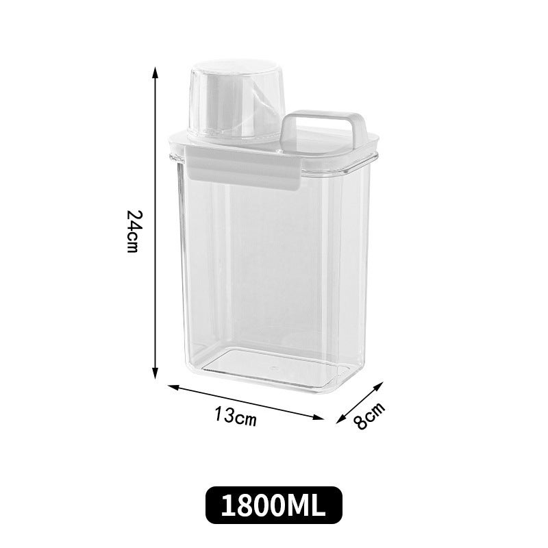 Washing Powder Moisture-Proof Storage Tank Plastic Transparent Laundry Detergent Storage Tank Washing And Protection Supplies Sub-Packaging Sealed Tank With Measuring Cup - Image 1