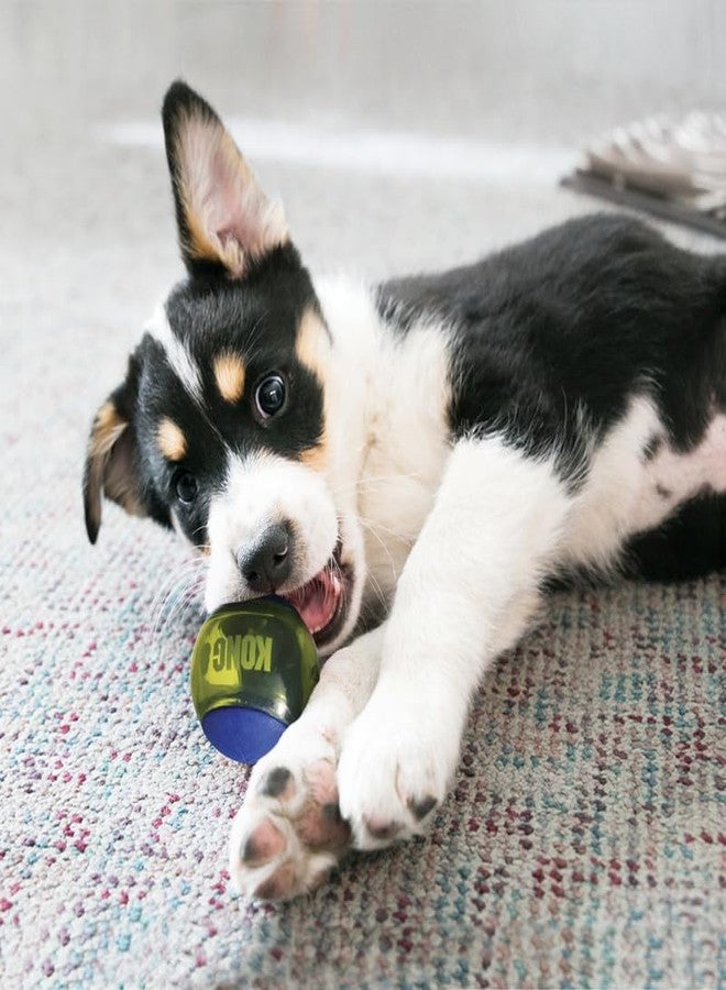 كونج لعبة كرة الحركة KONG Squeezz للكلاب - كرة متينة قابلة للنفخ مع صفارة مدمجة - رائعة للعب الجلب والمضغ - تحفز اللعب والتمرين (أزرق، متوسط (عبوة من 6 قطع)) - Image 2