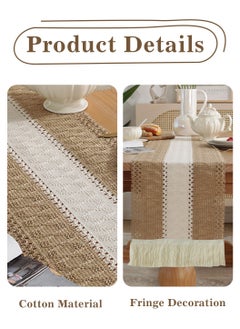 LEOKOR Natural Burlap Splicing Cotton Boho Table Runner with Tassels 30*180CM  - Image 3