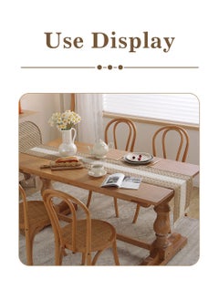 LEOKOR Natural Burlap Splicing Cotton Boho Table Runner with Tassels 30*180CM  - Image 5
