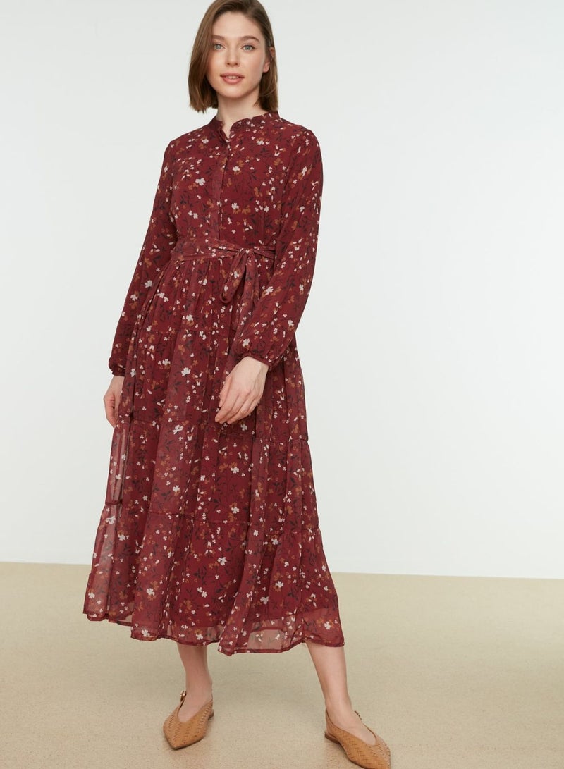 trendyol Floral Print High Neck Dress - Image 1
