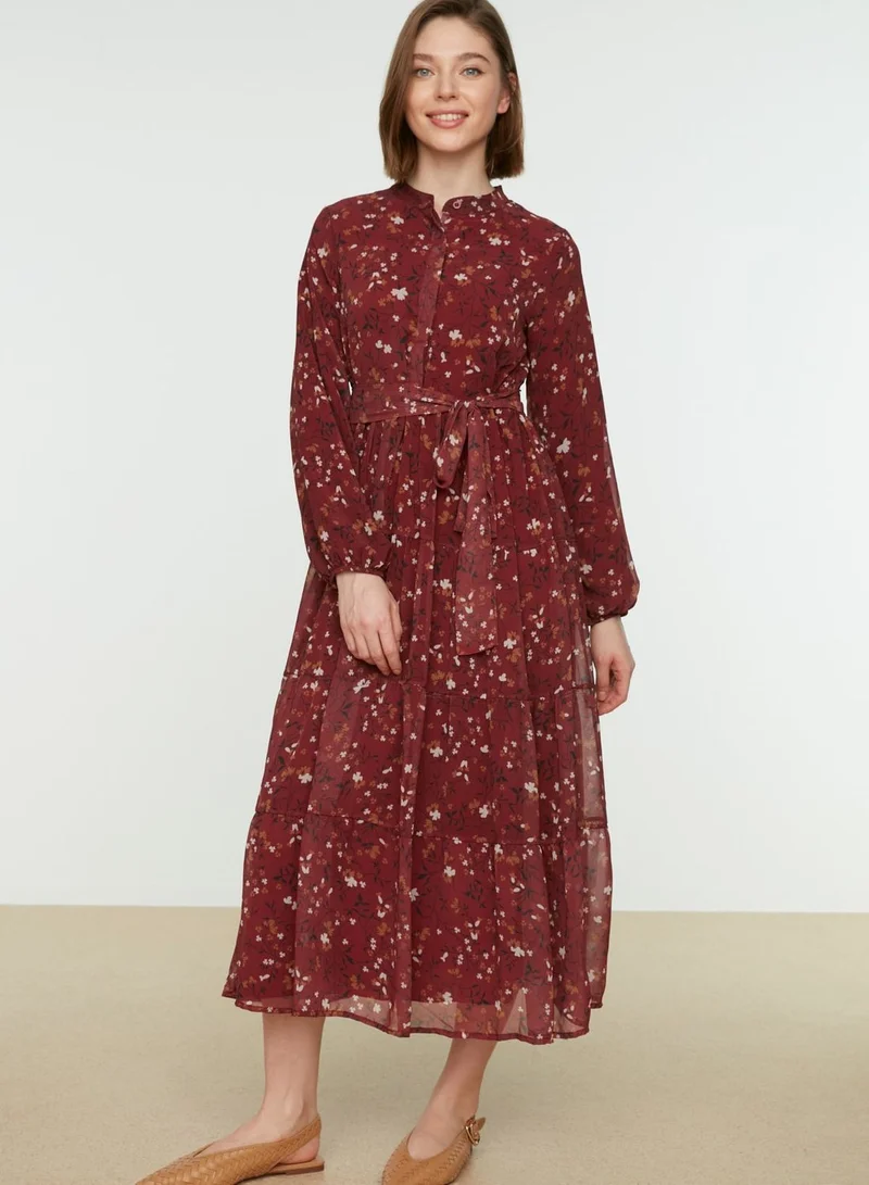 trendyol Floral Print High Neck Dress