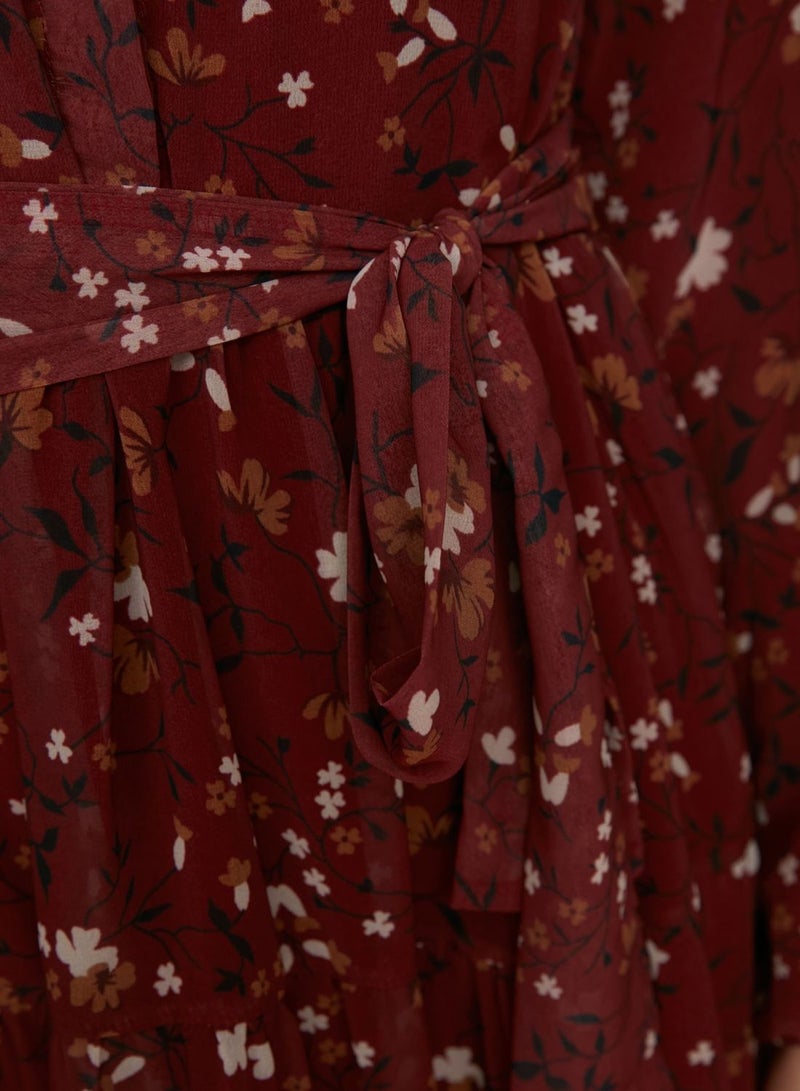 trendyol Floral Print High Neck Dress - Image 4