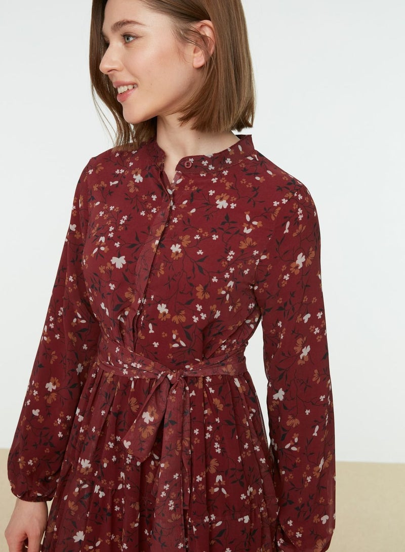 trendyol Floral Print High Neck Dress - Image 3
