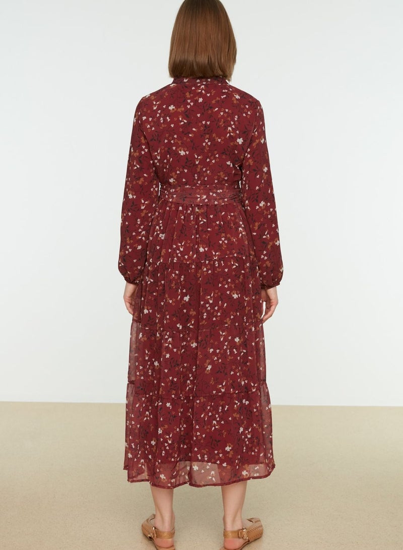 trendyol Floral Print High Neck Dress - Image 5