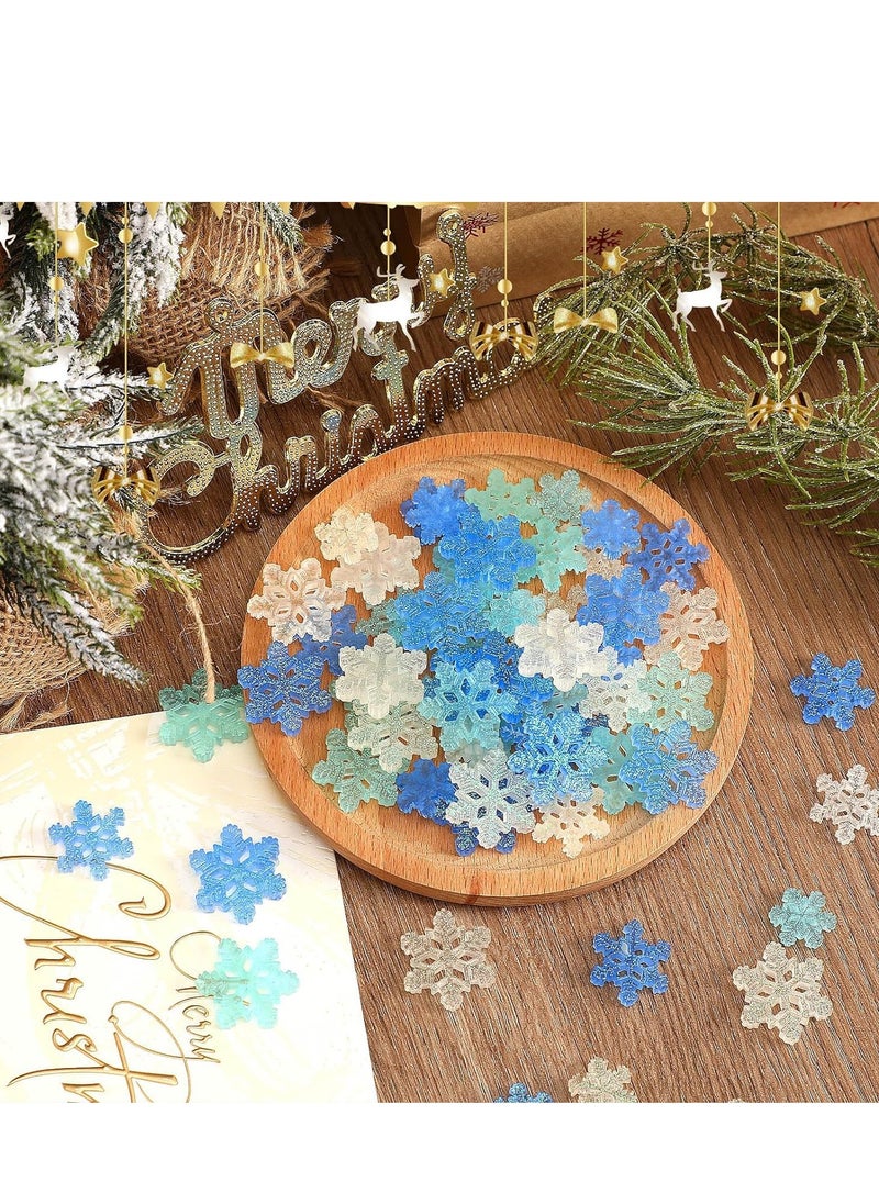 SYOSI Small Snowflakes for Craft, 90 Pcs Glitter Plastic Mini Snowflake Embellishments and Winter Party DIY Craft Decoration-3 Different Size  - Image 3