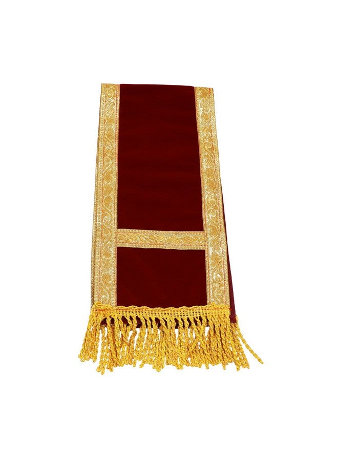 PRIYAKANT SAFAWALA PRIYAKANT SAFAWALA Ganpati Shringar Shela, Dupatta, Khes, Shawl And Special Ganesh Chaturthi Festival Velvet Shela All Gods Vastra Use It, (Double Indori Shela) [Size, 1.5 Feet Murti, Maroon] - Image 2