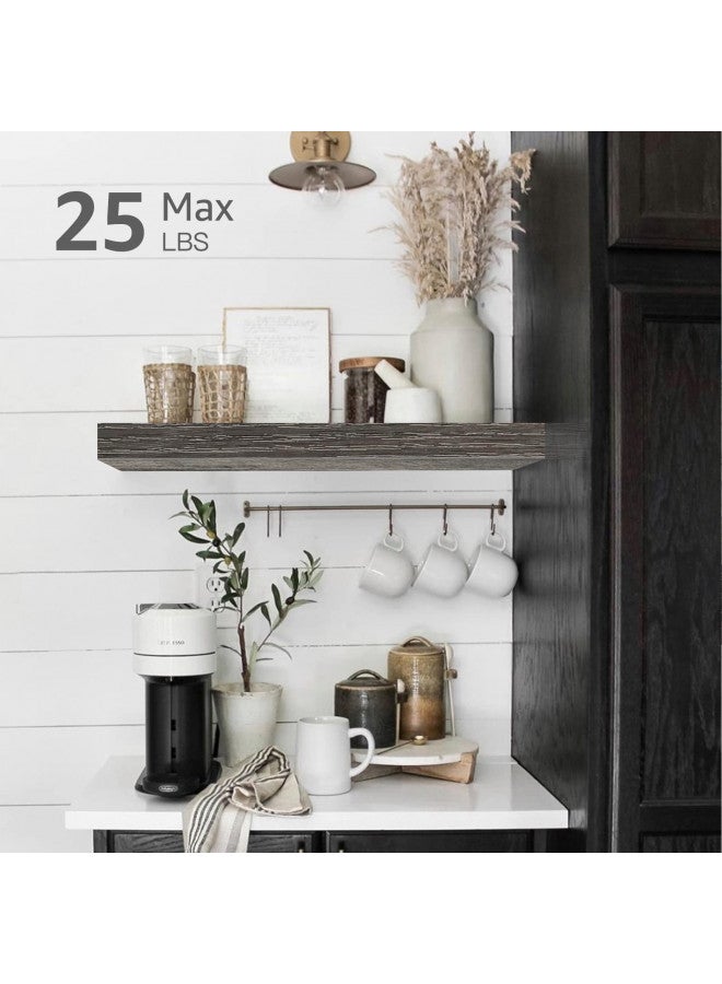 QEEIG Grey Bathroom Floating Shelves for Wall Shelf Over Toilet Wall Mounted Farmhouse Small 16 inch Set of 2 (008-40GY) - Image 3