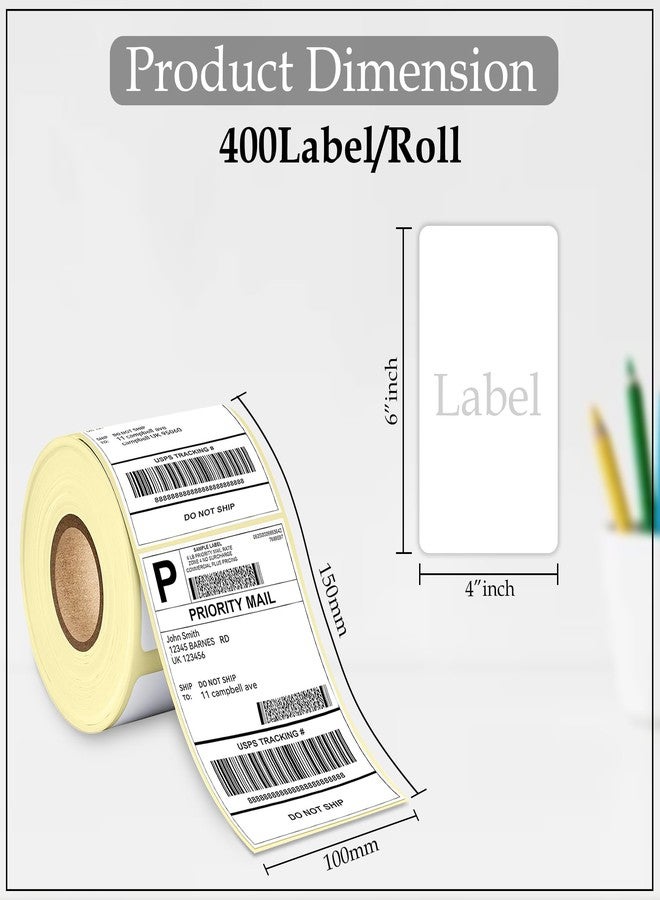 GLUN® Direct Thermal Label Stickers,4x6 Inch (100x150mm), 400 Labels Per Roll Compatible with Thermal Printers, Self-Adhesive Shipping Labels Pack of 1 - Image 2