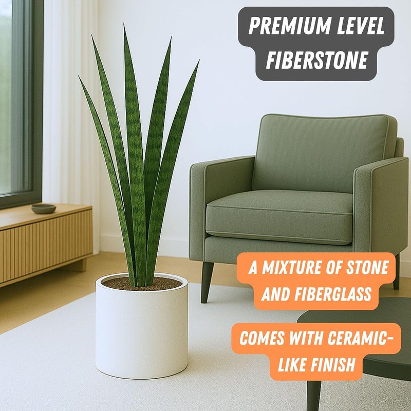 Fox & Fern Large Plant Pot - UV & Frost Resistant Fiberstone Planter with Drainage Plug - Image 2