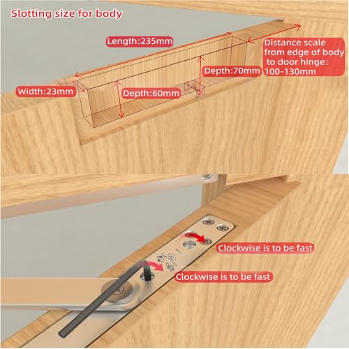 Volo Automatic Hydraulic Concealed Door Closer 23MM – Aluminium, Double Speed, 60kg Capacity, Fits Thin Doors, Silver, Heavy Duty with Fitting & 1 Year Warranty - Image 3