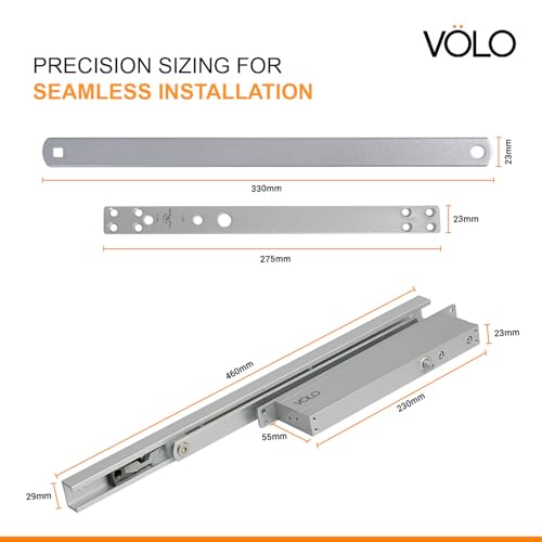 Volo Automatic Hydraulic Concealed Door Closer 23MM – Aluminium, Double Speed, 60kg Capacity, Fits Thin Doors, Silver, Heavy Duty with Fitting & 1 Year Warranty - Image 2