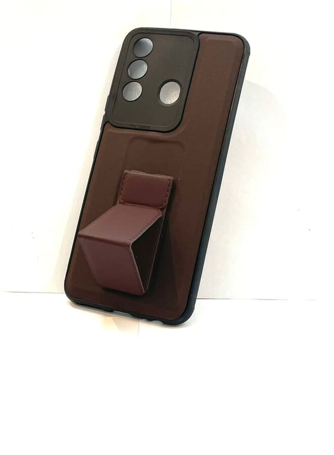 Case Cover With Magnetic Hand Grip For itel vision 3plus Brown - Image 2