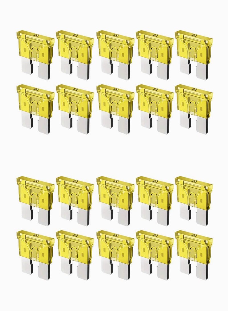 Generic Car Fuses, Standard Fuses-20 AMP Automotive Fuses(ATO/APR/ATS), 32V (12/24V) Blade Fuse for RV/Truck/SUV, Mini Low Profile Assorted Auto Truck, 20pcs 20A  - Image 1