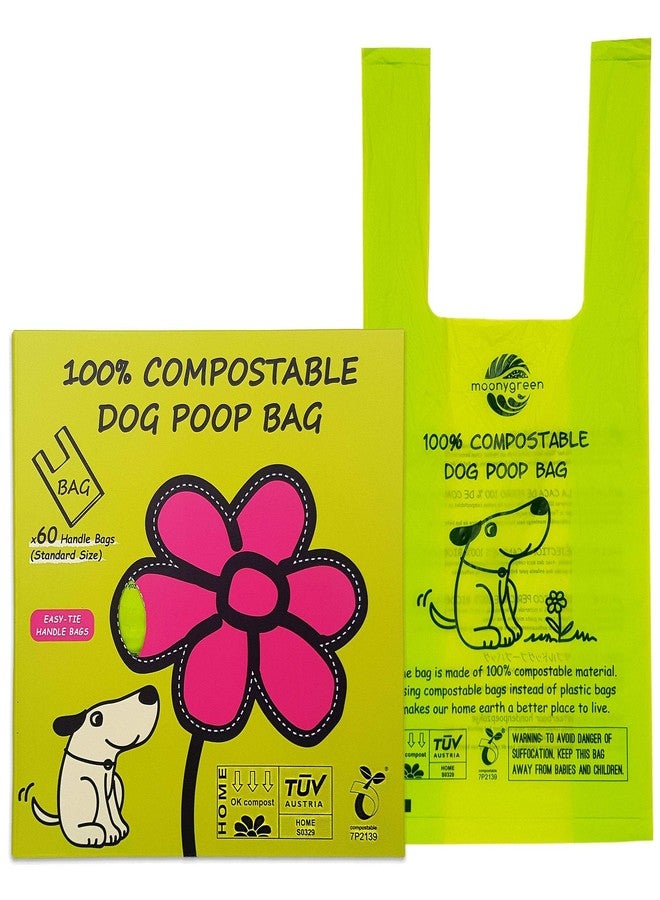 moonygreen Dog Poop Bag, Compostable Cat Litter Bags with Easy-Tie Handles, Eco-Friendly Pet Waste Bags, Unscented, Vegetable-Based, Extra Thick, Leak Proof, Fits for Dogs and Cat Scoops, 60 Counts - Image 1