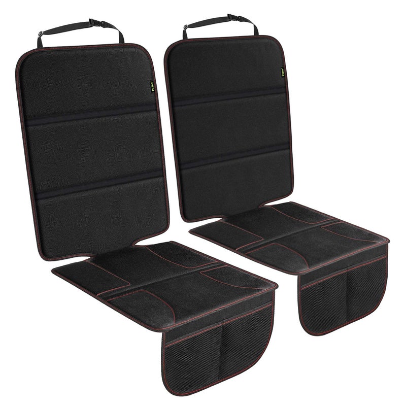 PIDO Car Seat Protector for Child Car Seat, 2 Pack Carseat Protectors with Thick Padding and Non-Slip Backing, Protective Cover Mat for Vehicle Leather Upholstery (Black/Red) - Image 1