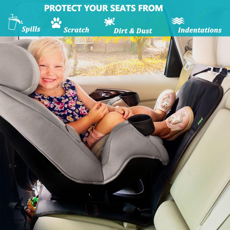 PIDO Car Seat Protector for Child Car Seat, 2 Pack Carseat Protectors with Thick Padding and Non-Slip Backing, Protective Cover Mat for Vehicle Leather Upholstery (Black/Red) - Image 3