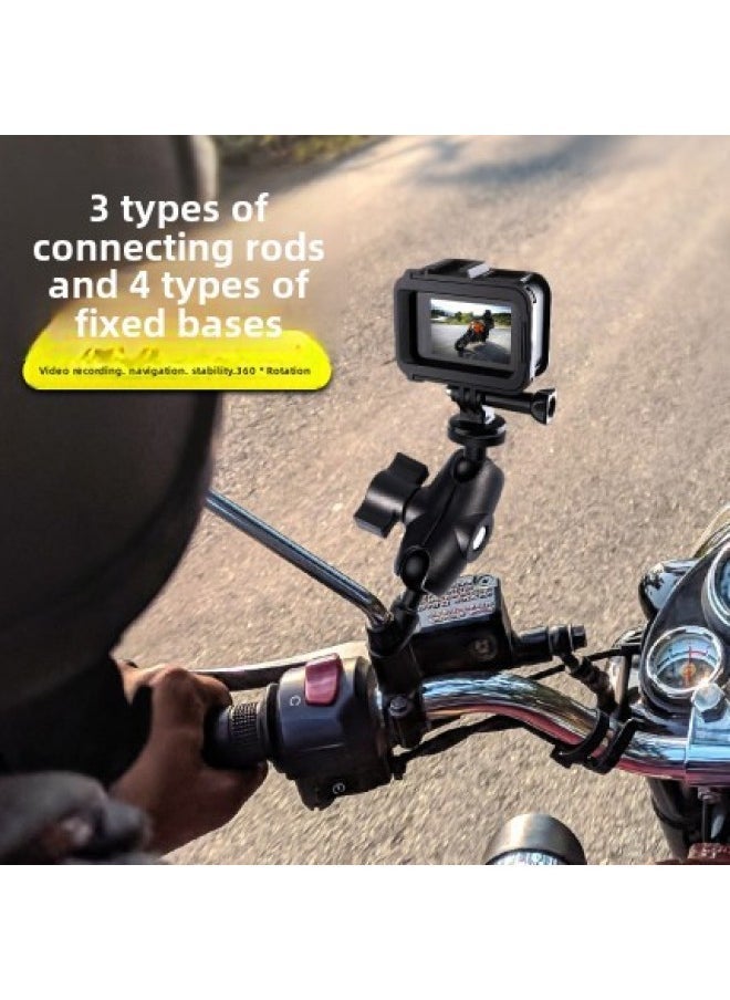 Motorcycle Mobile Phone Bracket Gopro12/10 Accessories Insta360X4 Panoramic Camera Shooting Bracket Navigation-Color:Lengthened Rearview Mirror Pole Bracket - Image 5