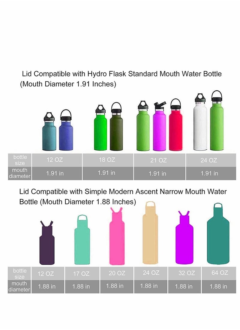 Excefore - Straw Lid for Hydro Flask Standard Mouth Water Bottle, Lid with Straws and Flexible Handle fits Hydroflask Standard Mouth 12 - 64 oz, Sports Straw Cap Flip Top Replacement Lid - Image 1