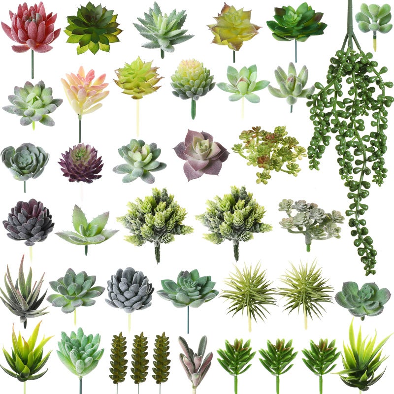 Yunsailing 40 Pieces Artificial Succulent Plants Faux Realistic Unpotted Mini Succulents for DIY Garden Home Office Indoor Decor (Fresh) - Image 1