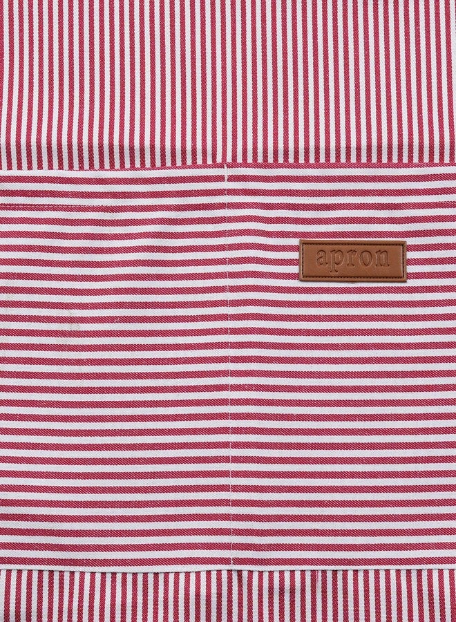 ARBINSON 2 Pack Cooking Aprons Adjustable Bib Apron for Women with 2 Pockets, Kitchen Restaurant Men Chefs Aprons, Pink/Blue Stripes, 29.3"x 26.8" Large - Image 5