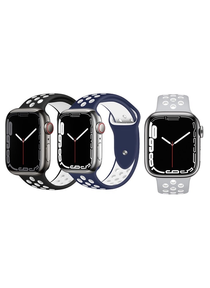Perfii - 3pcs Watch Bands Replacement for Apple Watch Strap Compatible with Apple Watch 49/46/45/44/42mm Series 10/9/8/7/6/5/4/SE/Ultra - Image 1