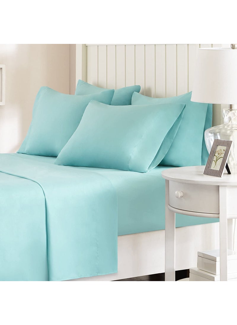Comfort Spaces Comfort Spaces CS20-0116 Microfiber Set 14"" Deep Pocket  Wrinkle Resistant All Around Elastic-Year-Round Cozy Bedding Sheet  Matching Pillow Cases  Twin  Aqua  - Image 2