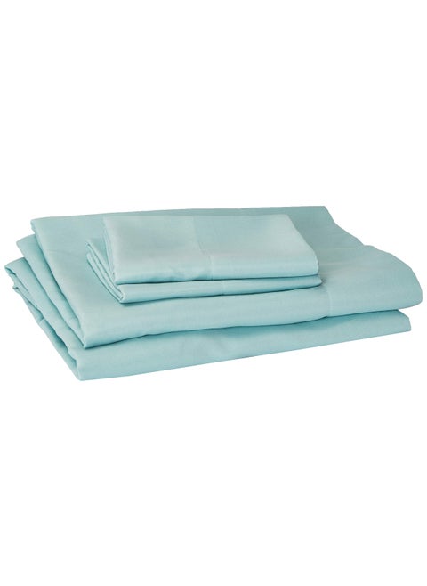Comfort Spaces CS20-0116 Microfiber Set 14"" Deep Pocket  Wrinkle Resistant All Around Elastic-Year-Round Cozy Bedding Sheet  Matching Pillow Cases  Twin  Aqua