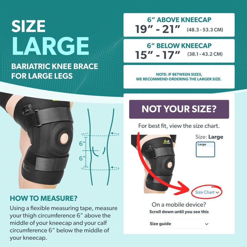 BraceAbility Bariatric Knee Brace for Large Legs - Plus Size Knee Brace with Side Stabilizers for Big Men or Women, Arthritis, Patellar Tendonitis, Obese Chondromalacia Pain, Instability (Large) - Image 2