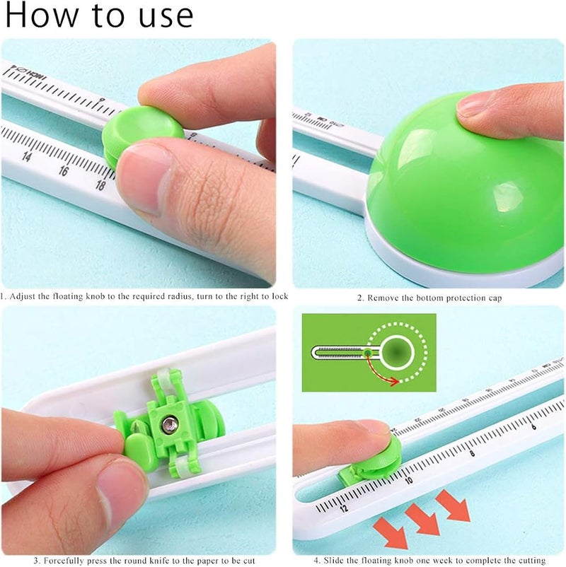 Wailicop Circle Cutter Paper Trimmer Scrapbooking Circular Cutter Craft Cutting Tool, Rotary Cutter for Cardstocks (Included 3 Blades) (Green) - Image 5