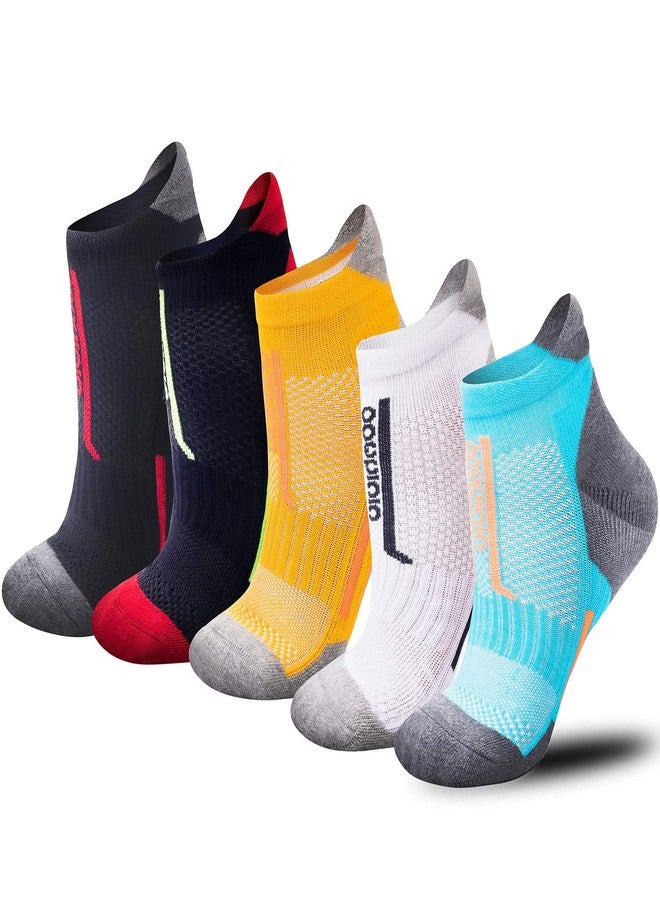Vividmoo Cycling Socks Low Cut Athletic sock for Women/Men, 5 Pairs No Show Socks Multi-Pack, Arch Support Fit, Heel Tab with Cushioned Comfort Compression for sport, Breathable Ventilating mesh, Unisex - Image 3