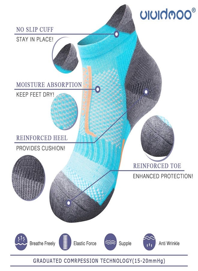 Vividmoo Cycling Socks Low Cut Athletic sock for Women/Men, 5 Pairs No Show Socks Multi-Pack, Arch Support Fit, Heel Tab with Cushioned Comfort Compression for sport, Breathable Ventilating mesh, Unisex - Image 4