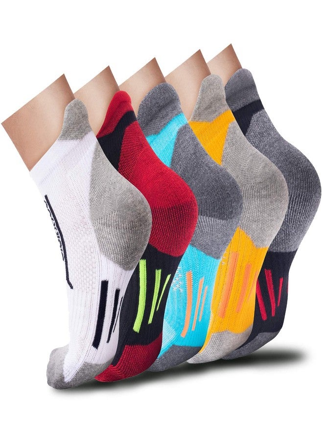 Vividmoo Cycling Socks Low Cut Athletic sock for Women/Men, 5 Pairs No Show Socks Multi-Pack, Arch Support Fit, Heel Tab with Cushioned Comfort Compression for sport, Breathable Ventilating mesh, Unisex - Image 1