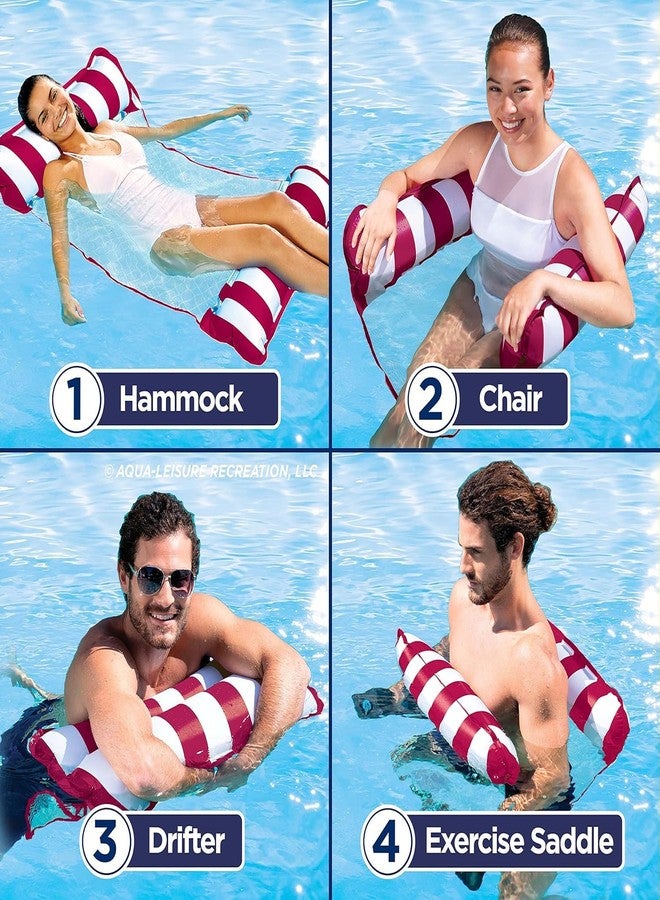 ANAB GI 4-in-1 Monterey Hammock Pool Float & Water Hammocks – 2-3-4 Multipacks – Multiple Colors/Styles – for Adults and Kids Floating (Burgundy) - Image 2