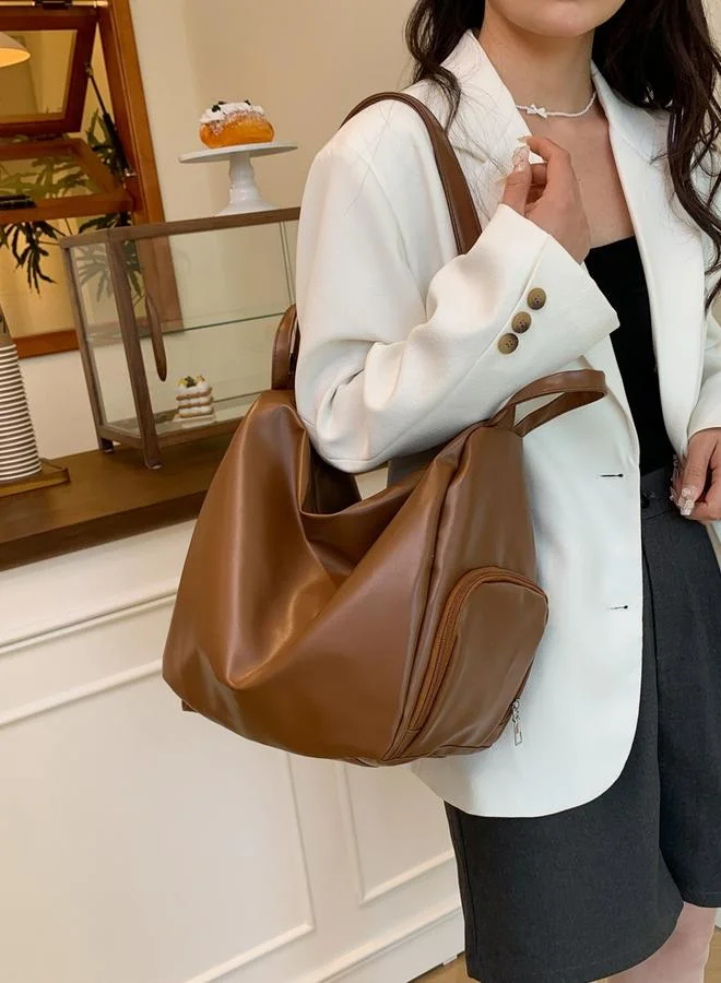 تايك تو Brown Solid Zip Closure Backpack