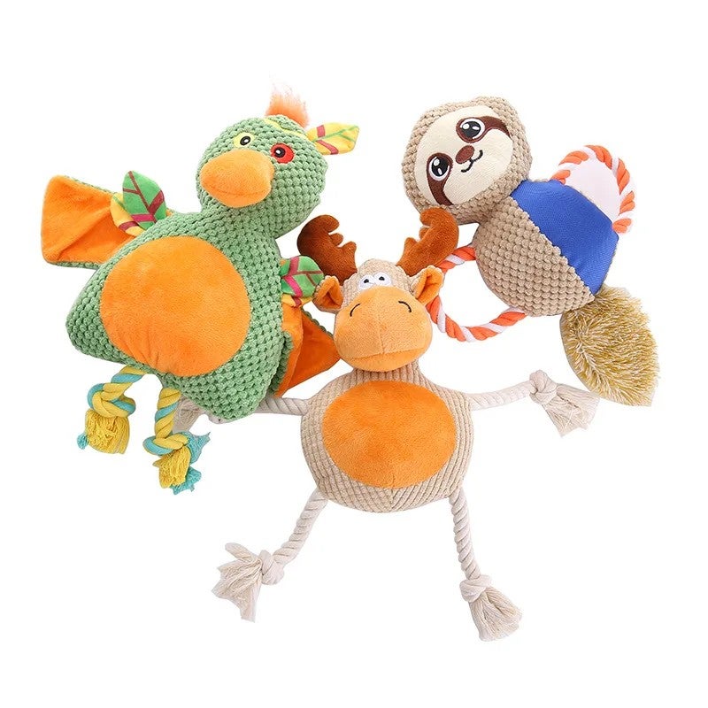 Y&D Cute Animal Shaped Plush Toy with Rope Knot Interactive Pet Chewing Toy for Dogs Cats - Image 2