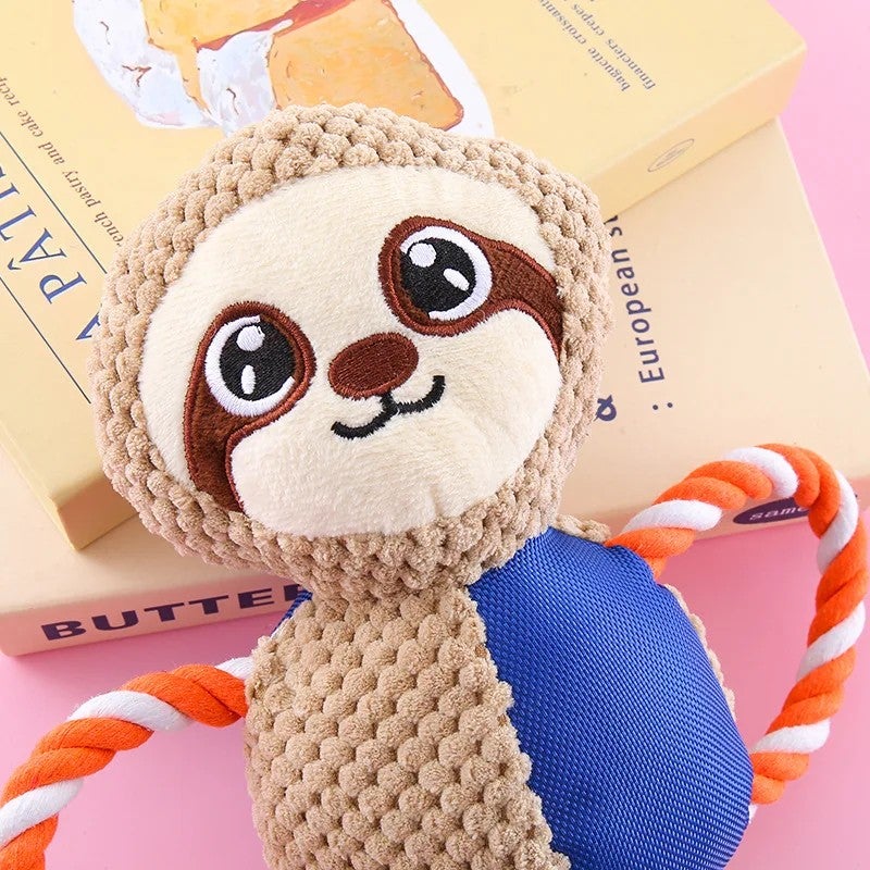 Y&D Cute Animal Shaped Plush Toy with Rope Knot Interactive Pet Chewing Toy for Dogs Cats - Image 4