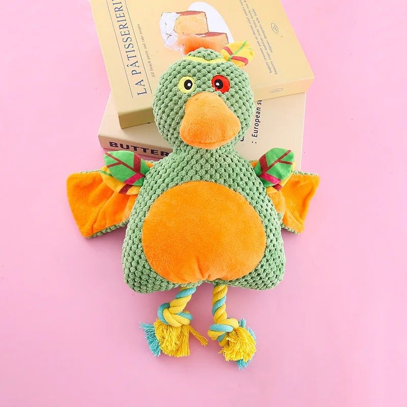 Y&D Cute Animal Shaped Plush Toy with Rope Knot Interactive Pet Chewing Toy for Dogs Cats - Image 1