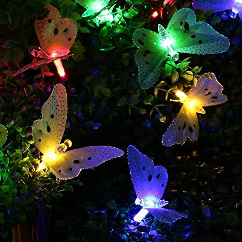 Berocia String Lights, Solar String Lights, Outdoor, Waterproof, 12 LED Butterfly Lights, Patio Lights Color Changing, Butterfly Decorations for Garden Christmas Yard Porch Party - Image 2
