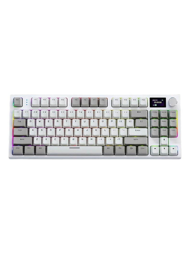 Attack Shark - K86 RGB Wireless Mechanical Gaming Keyboard – Gasket Mount – Triple Mode (Bluetooth 5.0, 2.4G, USB-C) – 87-Key Hot-Swappable – Smart TFT Display – Metal Volume Knob – 4000mAh Battery – PBT Keycaps – PC/Laptop/Mac Compatible (Business Grey) - Image 1