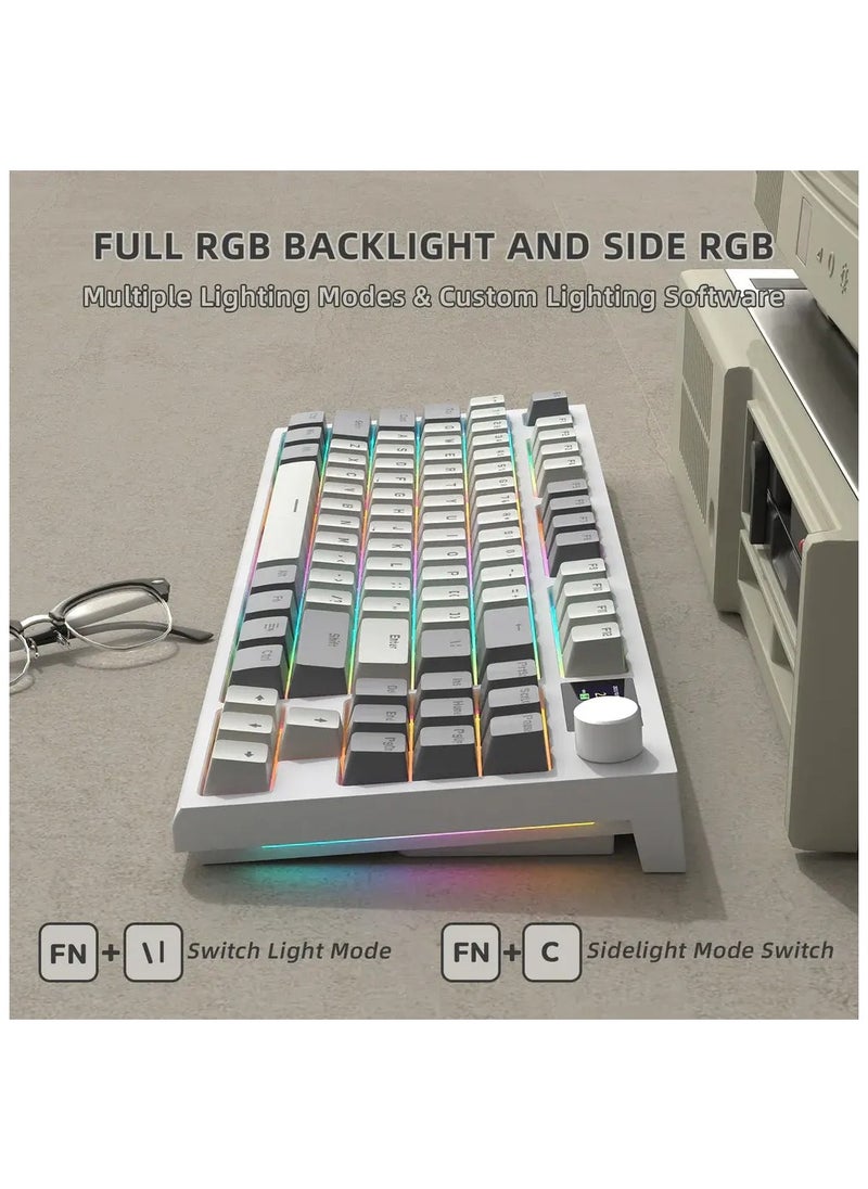 Attack Shark - K86 RGB Wireless Mechanical Gaming Keyboard – Gasket Mount – Triple Mode (Bluetooth 5.0, 2.4G, USB-C) – 87-Key Hot-Swappable – Smart TFT Display – Metal Volume Knob – 4000mAh Battery – PBT Keycaps – PC/Laptop/Mac Compatible (Business Grey) - Image 1