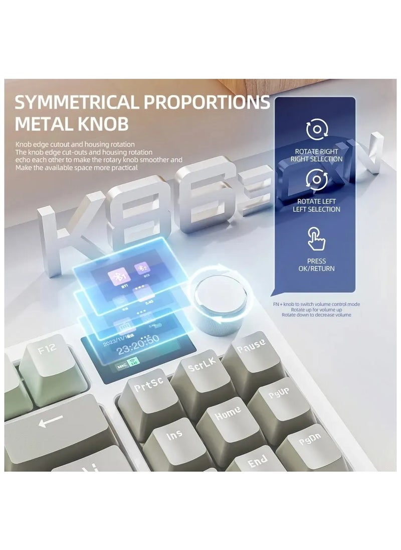 Attack Shark - K86 RGB Wireless Mechanical Gaming Keyboard – Gasket Mount – Triple Mode (Bluetooth 5.0, 2.4G, USB-C) – 87-Key Hot-Swappable – Smart TFT Display – Metal Volume Knob – 4000mAh Battery – PBT Keycaps – PC/Laptop/Mac Compatible (Business Grey) - Image 1