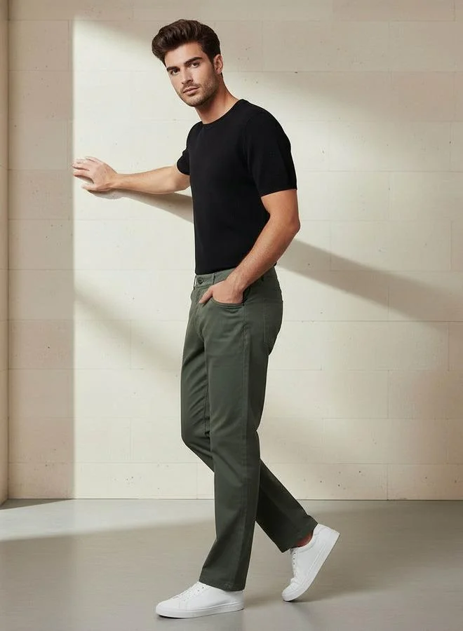 Splash FAV GREEN Smart Slim Fit Trousers for Men | Best Price UAE