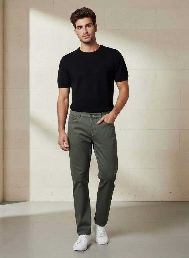 Splash FAV GREEN Smart Slim Fit Trousers for Men | Best Price UAE