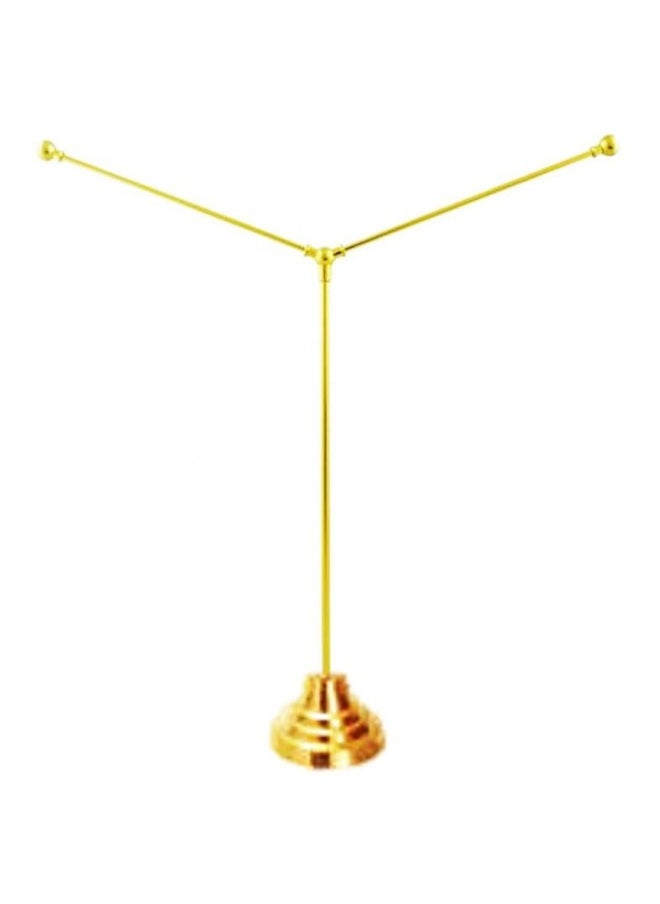 X-PRO5 - Desktop Flag Holder Desk Small Flag Stand Base Y Shape Double Mini Flags Pole UAE-Bangladesh Flag Included Office School Conference Table Decoration (Gold) - Image 1
