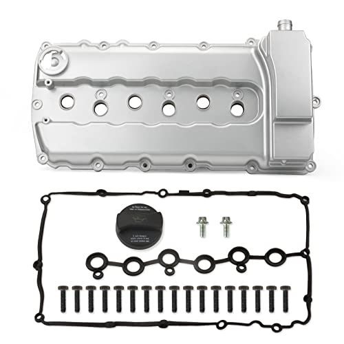 MITZONE غطاء صمام المحرك من MITZONE مصنوع من الألمنيوم ومناسب لسيارات فولكس فاجن باسات وتوراج وCC وأودي Q7 3.6L بديل رقم # 03H103429H 03H-103-429-L - Image 1