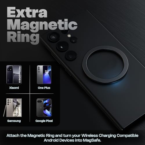 Amkette Air 450 Wireless Charger/Magsafe Charger | Latest Qi Technology 15W Wireless Charging with MagSafe Compatibility| Includes Magnetic Ring for Non-MagSafe Phones | Universal Compatibility - Image 4